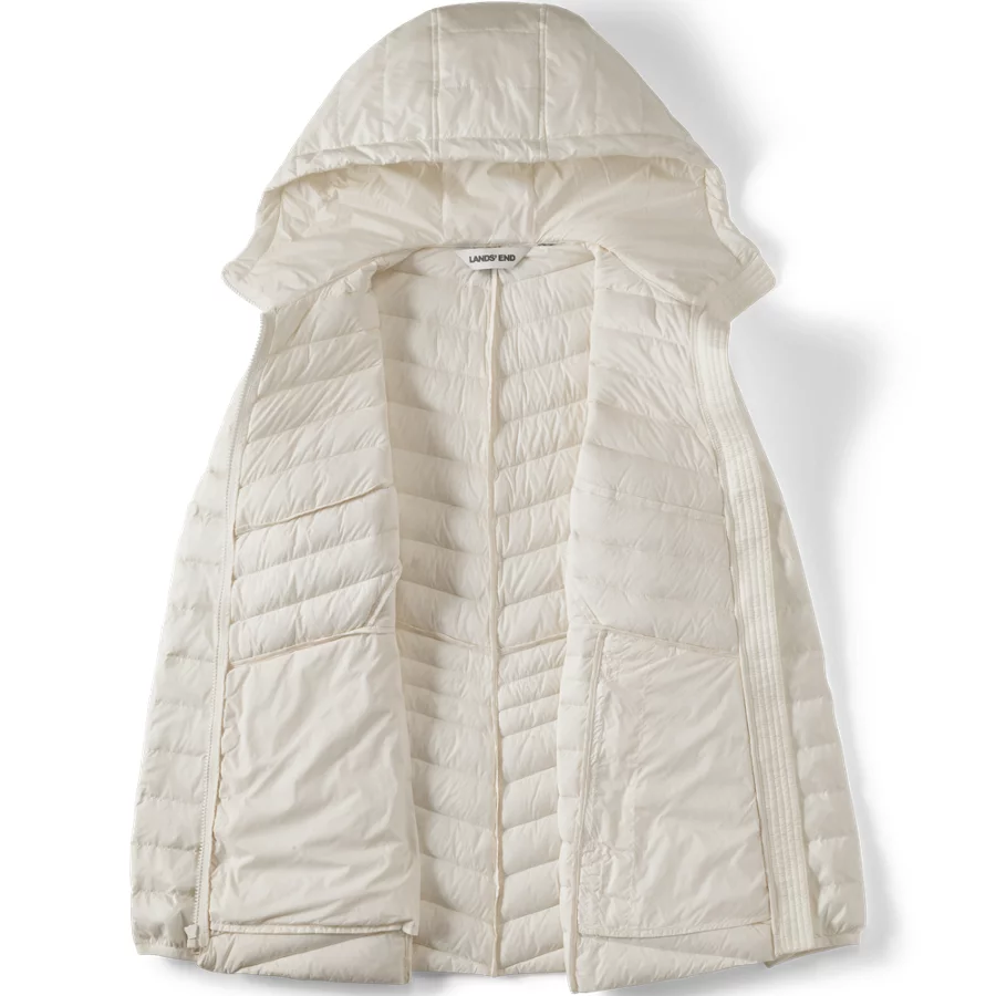 Women's Wanderweight Packable Down Hooded Long Jacket view 4