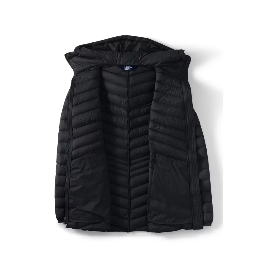 School Uniform Women's Wanderweight Packable Down Hooded Long Jacket view 3