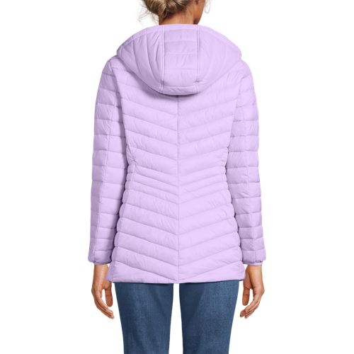 Women's Wanderweight Packable Down Hooded Long Jacket, Back