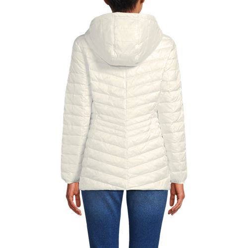  Lands' End Daunenjacke Wanderweight Verstaubar Ultraleicht Mit Kapuze, Damen, Größe:32-34 Petite, Weiß, Nylon/daunen, By Lands' End 