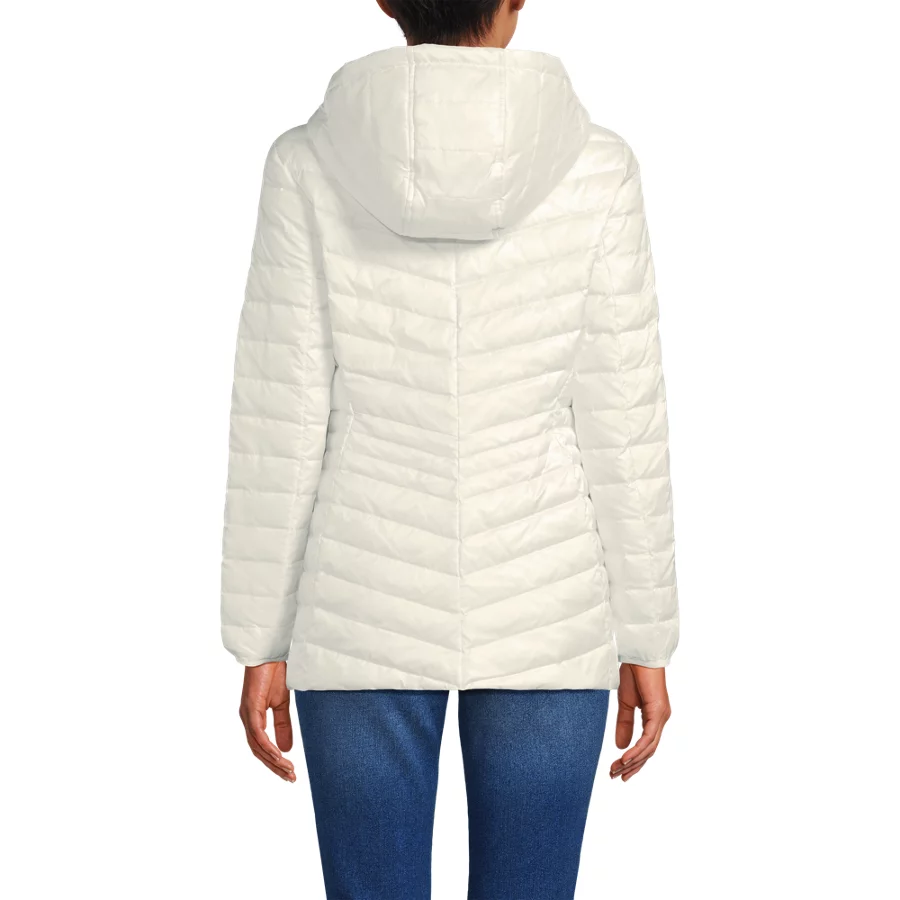 Women's Wanderweight Packable Down Hooded Long Jacket view 3