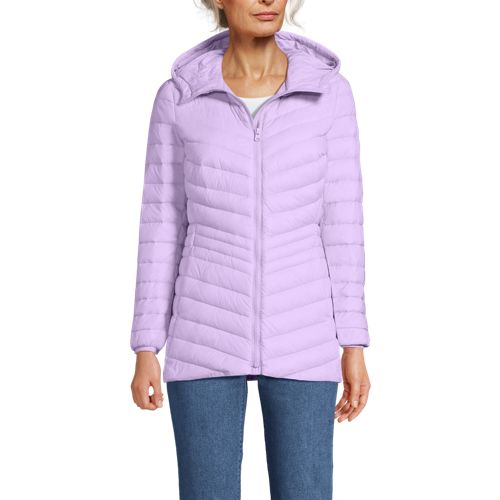 Women's Wanderweight Packable Down Hooded Long Jacket, Front