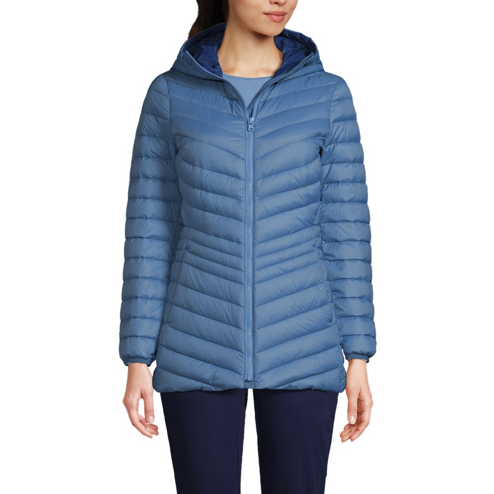 Lands end women's ultralight packable long down clearance coat