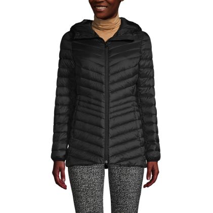 School Uniform Women's Wanderweight Packable Down Hooded Long Jacket - image 2