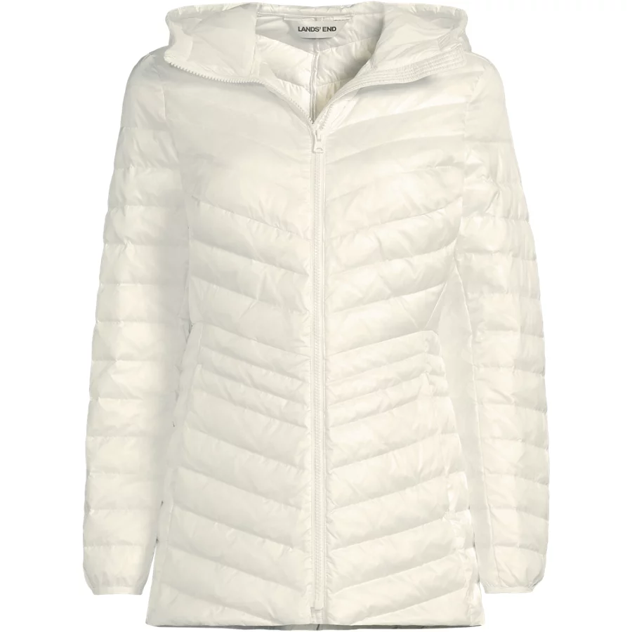 Women's Wanderweight Packable Down Hooded Long Jacket view 1