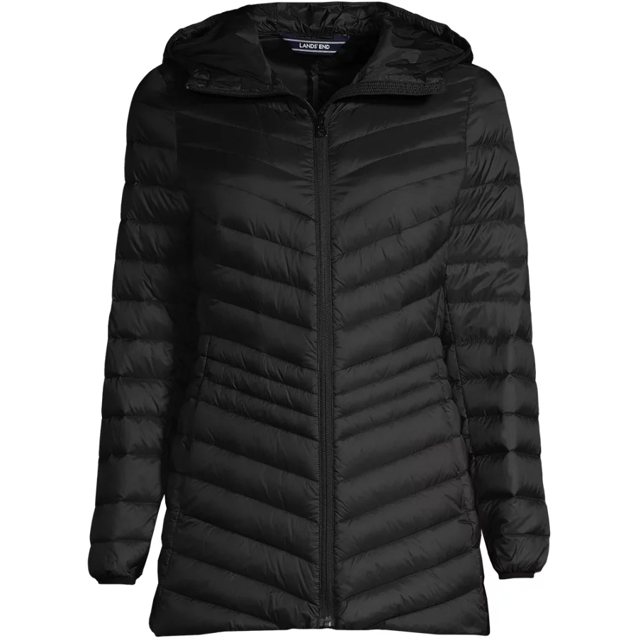 School Uniform Women's Wanderweight Packable Down Hooded Long Jacket