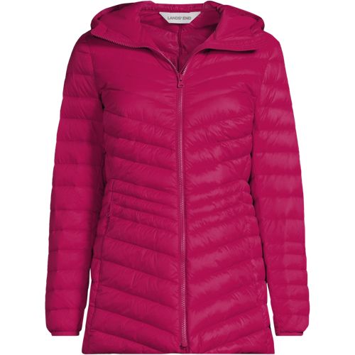  Lands' End Daunenjacke Wanderweight Verstaubar Ultraleicht Mit Kapuze, Damen, Größe:32-34 Petite, Pink, Nylon/daunen, By Lands' End 
