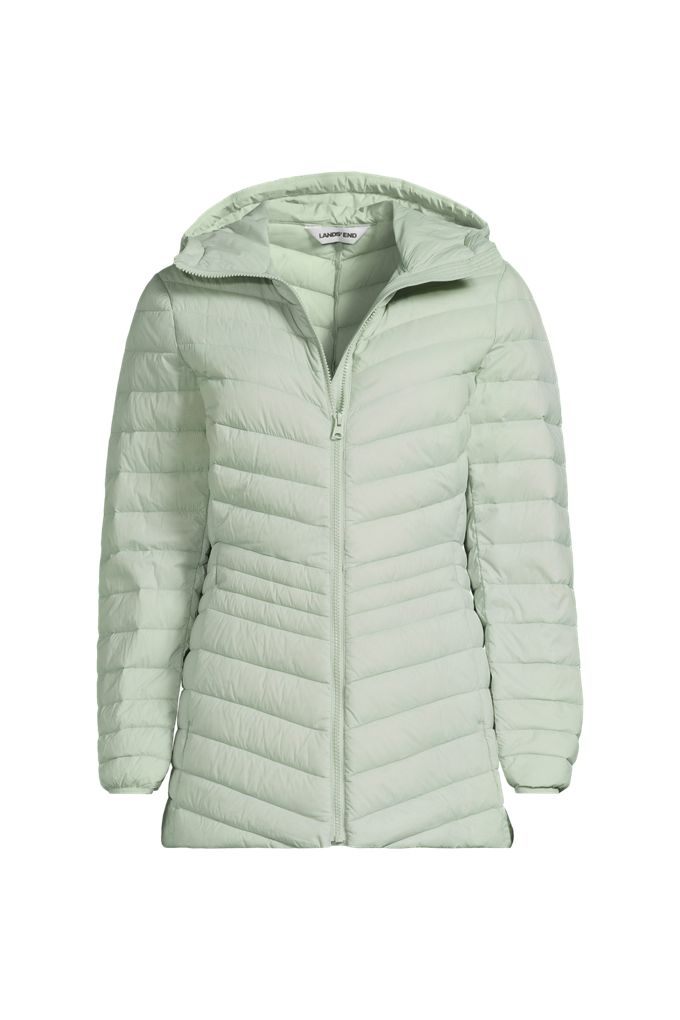 Wanderweight Packable Down Long Jacket - Lands' End - Green - XL
