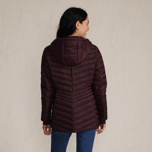 Women's Wanderweight Packable Down Hooded Long Jacket, Back