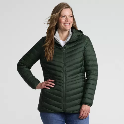 Wanderweight Packable Down Long Jacket, Front