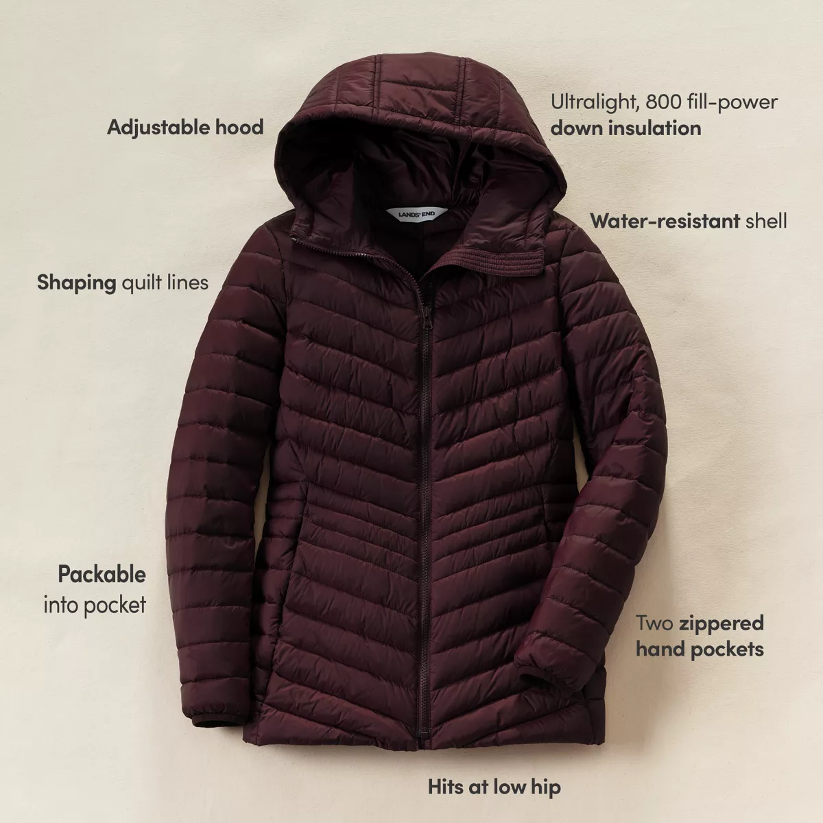 Women's Wanderweight Ultralight Packable Hooded Long Down Jacket
