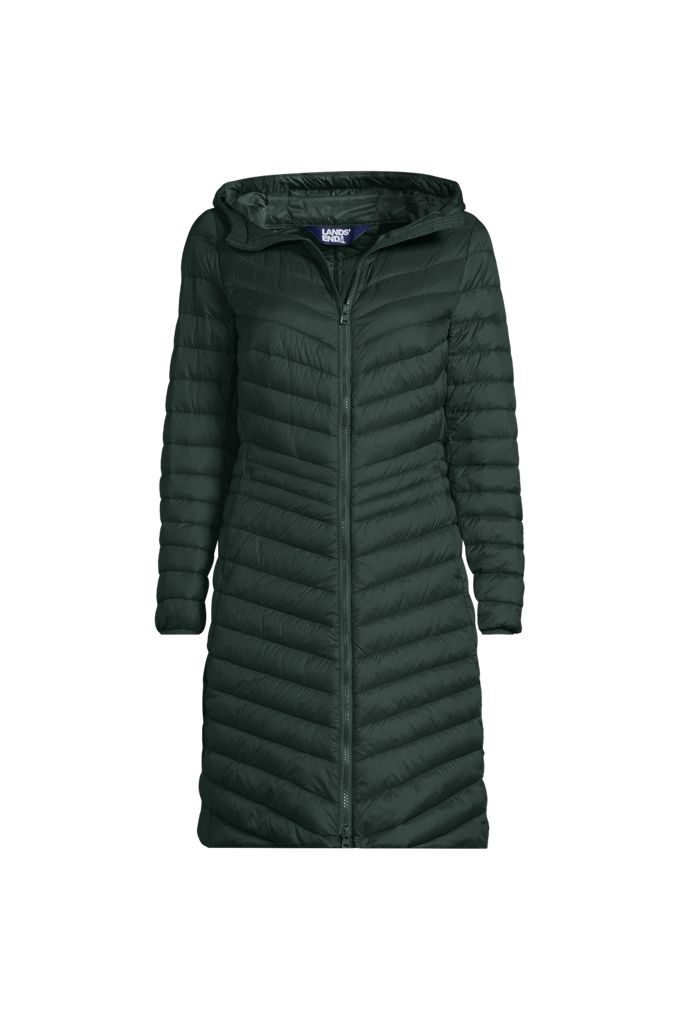 Lands' End Women's Wanderweight Packable Down Coat In Black
