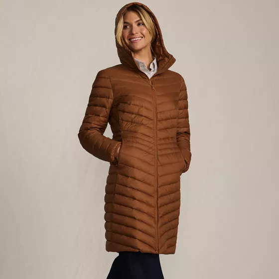Women's Ultra Lightweight Packable Down Coat With Hood - primary