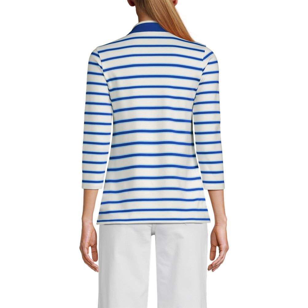 Women's Tall 3/4 Sleeve Supima Cotton Polo Shirt | Lands' End