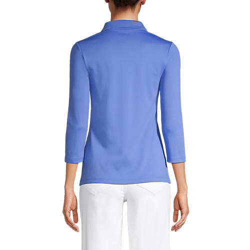 Women's Petite Supima Cotton 3/4 Sleeve Polo Shirt - Secondary