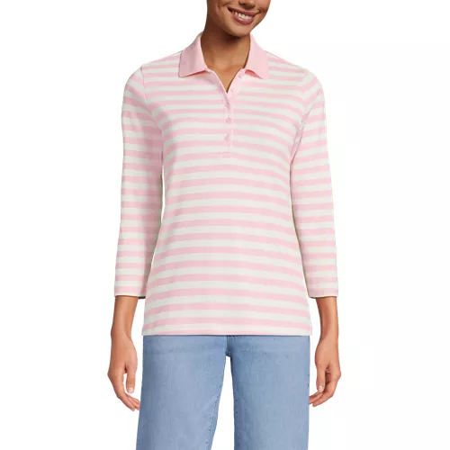 Women's 3/4 Sleeve Supima Cotton Polo Shirt, Front