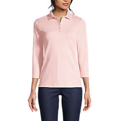 Women's Supima Cotton 3/4 Sleeve Polo Shirt, Front