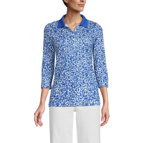 Women's 3/4 Sleeve Supima Cotton Polo Shirt, Front