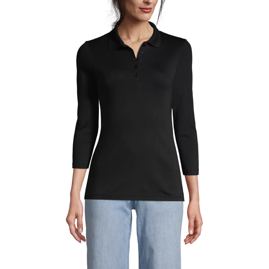 Women's 34 Sleeve Supima Cotton Polo Shirt view 3