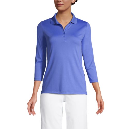 Supima-Poloshirt mit 3/4-Ärmeln für Damen 