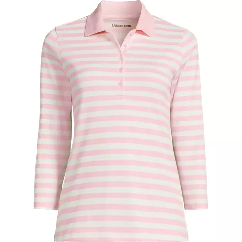 Women's 3/4 Sleeve Supima Cotton Polo Shirt, Front
