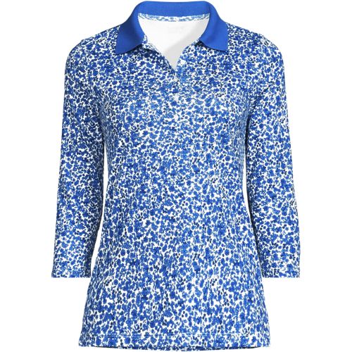Women's 3/4 Sleeve Supima Cotton Polo Shirt, Front