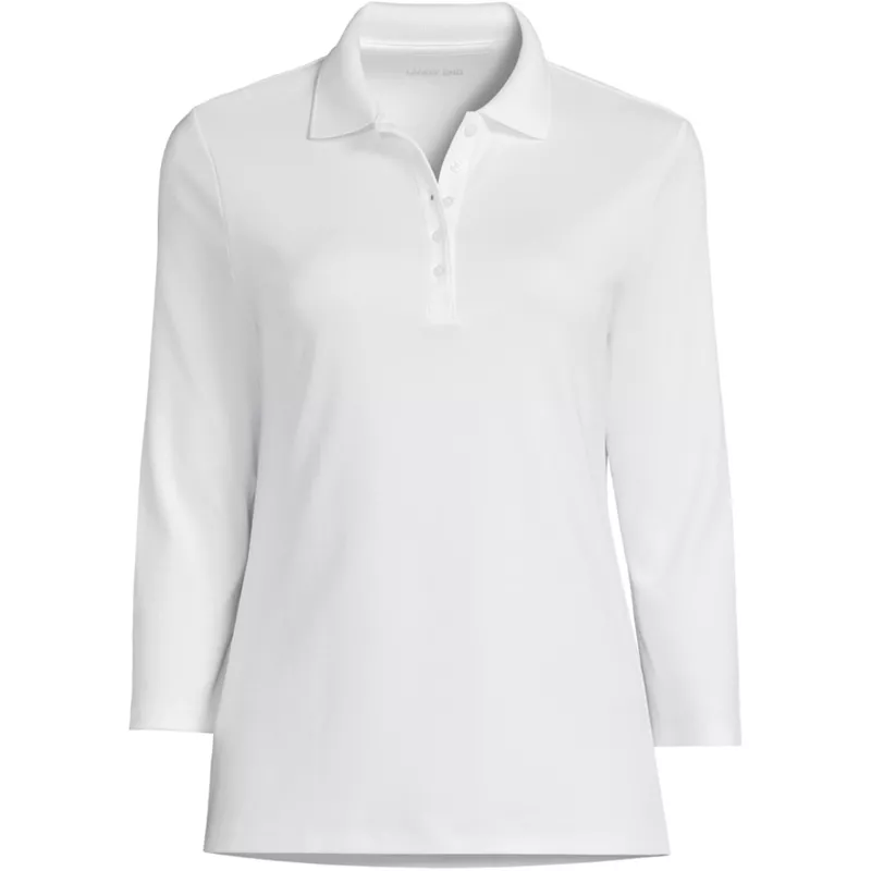 Women's 3/4 Sleeve Supima Cotton Polo Shirt, Front