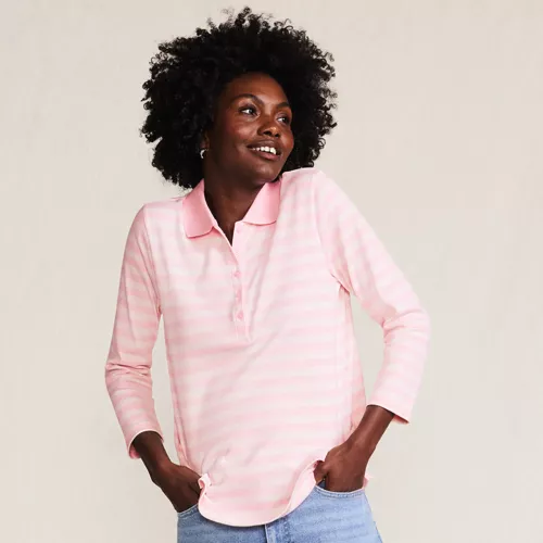 Women's 3/4 Sleeve Supima Cotton Polo Shirt, alternative image