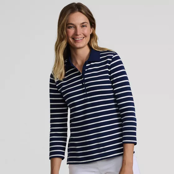 Women's 3/4 Sleeve Supima Cotton Polo Shirt - primary