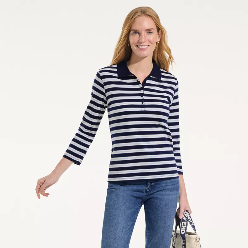Women's 3/4 Sleeve Supima Cotton Polo Shirt, alternative image