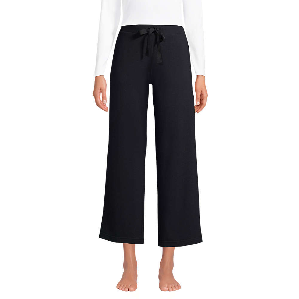 Women's Lounge Mid Rise Wide Leg Crop Pajama Pants, Front
