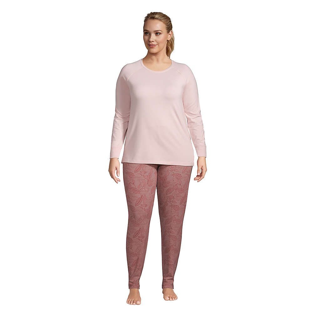 Women's Plus Size Lounge Pajama Set Long Sleeve T-shirt and Slim Leg Pants, Front
