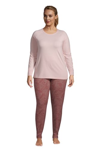 Landbrug karakter veteran Women's Plus Size Lounge Pajama Set Long Sleeve T-shirt and Slim Leg Pants  | Lands' End