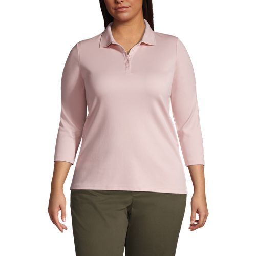 Women's Plus Size Supima Cotton 3/4 Sleeve Polo Shirt Lands' End