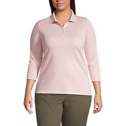 Women's Plus Size Supima Cotton 3/4 Sleeve Polo Shirt, Front