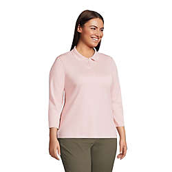 Women's Plus Size Supima Cotton 3/4 Sleeve Polo Shirt, alternative image