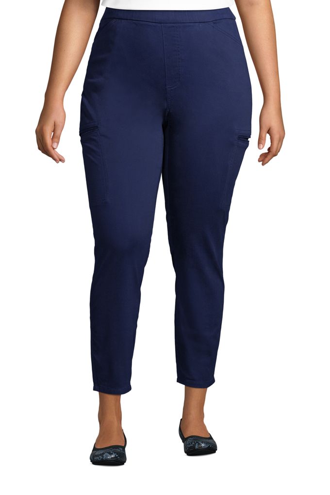 Lands' EndWomen's Plus Size Sateen High Rise Straight Leg Cargo Ankle