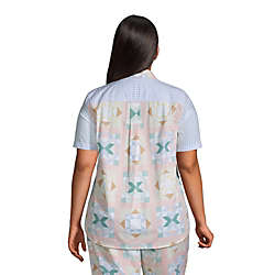 Women's Plus Size Short Sleeve Cotton Poplin Pajama Shirt, Back
