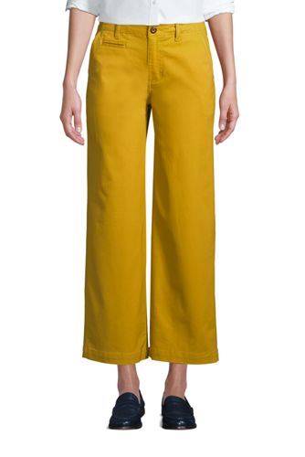 Pantalon Chino 7/8 Large Stretch Taille Mi-Haute, Femme Stature Standard