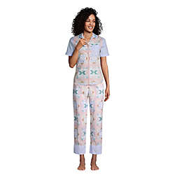 Women's Short Sleeve Cotton Poplin Pajama Shirt, alternative image