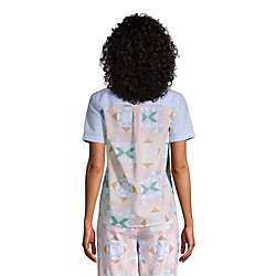 Women's Short Sleeve Cotton Poplin Pajama Shirt, Back