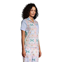 Women's Short Sleeve Cotton Poplin Pajama Shirt, alternative image