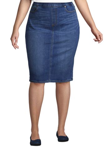 plus size denim pencil skirt