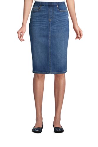 pull on denim pencil skirt