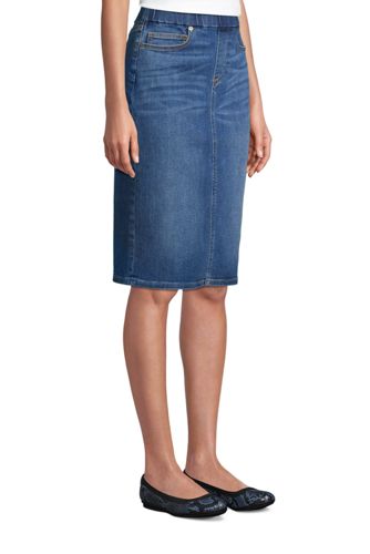 pull on denim pencil skirt