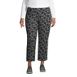 Women's Plus Size Starfish Mid Rise Elastic Waist Pull On Crop Pants Print, Front