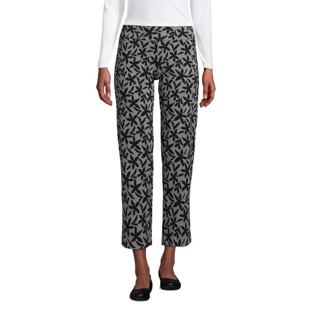 Women's Starfish Mid Rise Elastic Waist Pull On Crop Pants Print