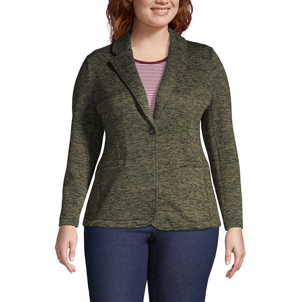 Women's Plus Size Sweater Fleece Blazer Jacket - The Blazer, Front