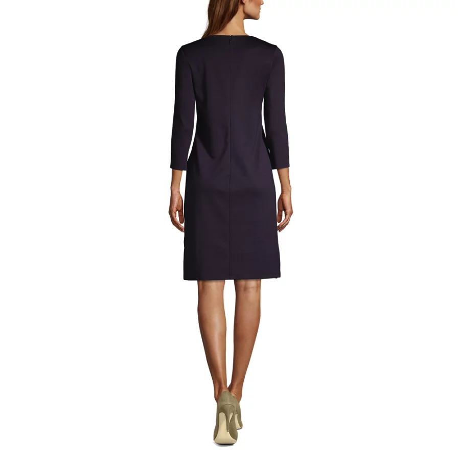 Women's Ponte 34 Sleeve Split Neck Shift Dress view 4