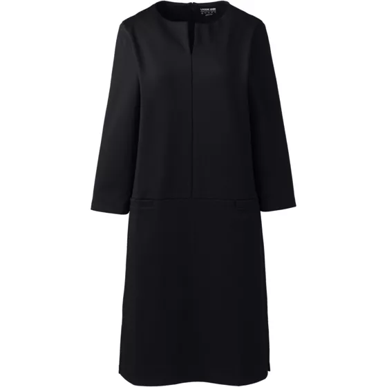 Women's Ponte 3/4 Sleeve Split Neck Shift Dress - primary